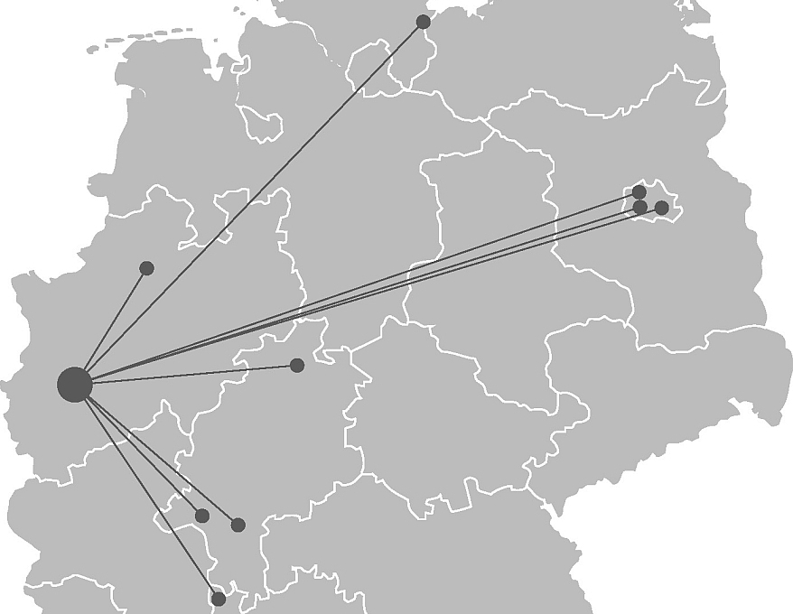 Deutschlandkarte: Die Standorte der Hochschule des Bundes f&uuml;r &ouml;ffentliche Verwaltung